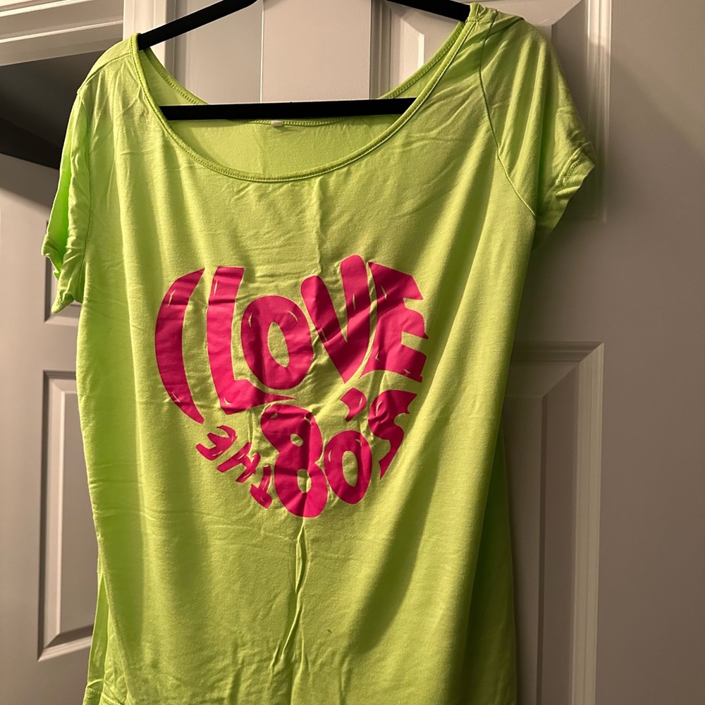 I Love the 80’s Shirt - Green/Pink Size XL